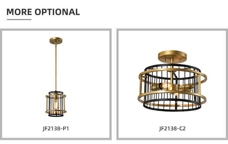 Modern Popular Indoor Decorative 1light 2light E12 E14 Black Gold Iron Ceiling Light