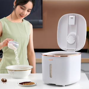 Contenedor de almacenamiento de arroz con rueda, dispensador de arroz hermético a prueba de humedad, contenedor de plástico para cereales a granel, alimentos para mascotas, 10 KG - Product Image 6
