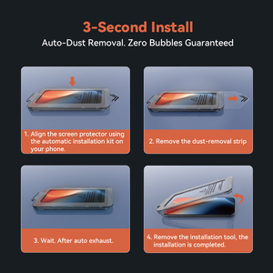 Dễ Dàng Cài Đặt Cho iPhone 16 15 14 13 12 Pro Max Tempered Glass 9H Cho iPhone Bảo Vệ Màn Hình Bụi Loại Bỏ Cài Đặt Kit Công Cụ - Product Image 3