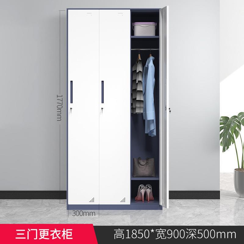 Gray and white three-door wardrobe