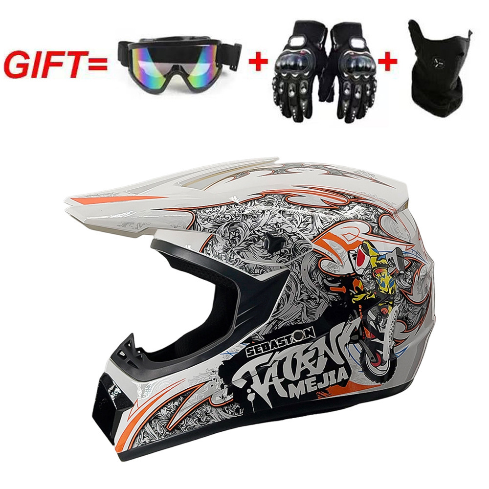 Guantes blancos con máscara de espejo estilo motero
