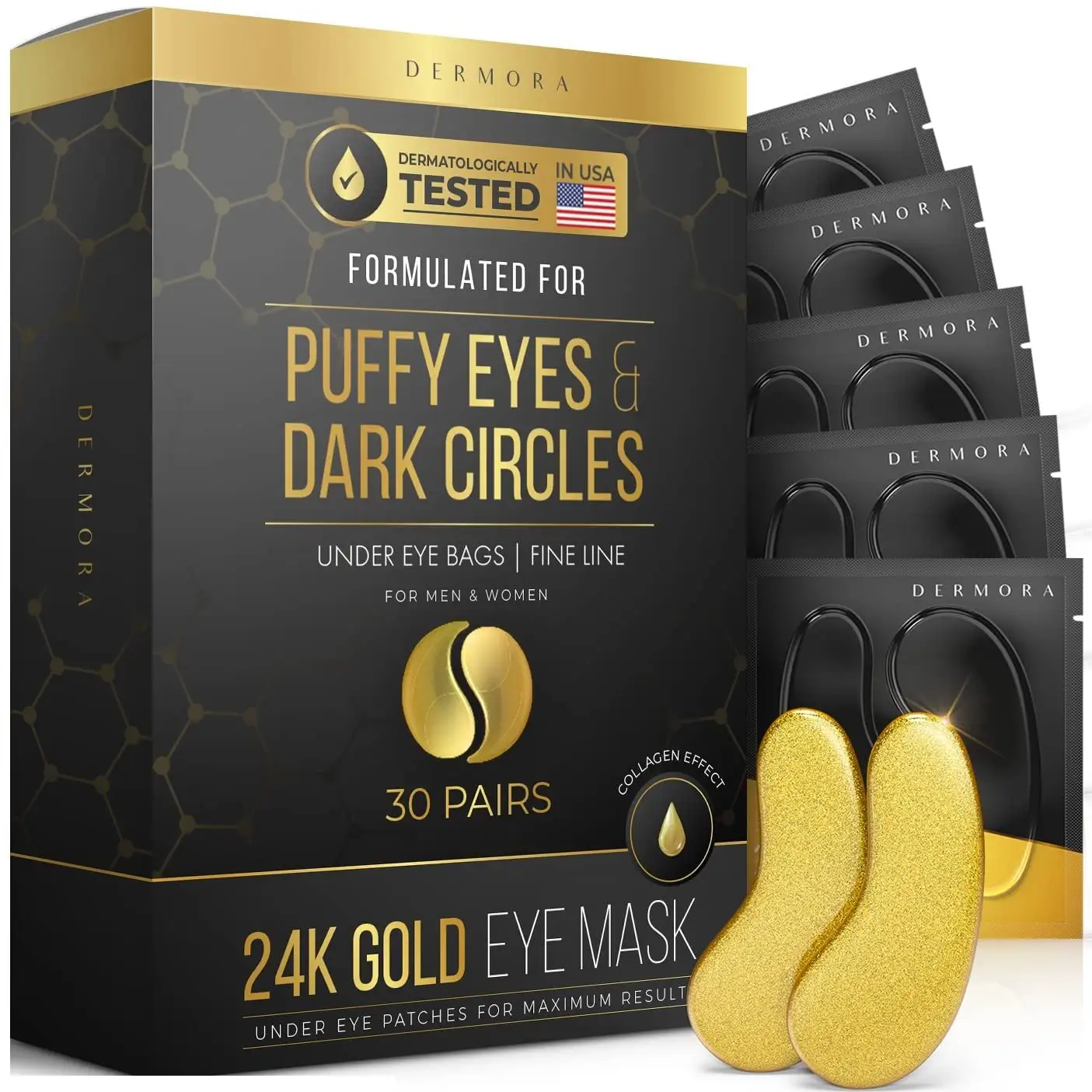 Coussinets de Gel pour les yeux, marque privée, Hydrogel cristal or 24K, masque pour les yeux coréen au collagène, Patch pour les yeux