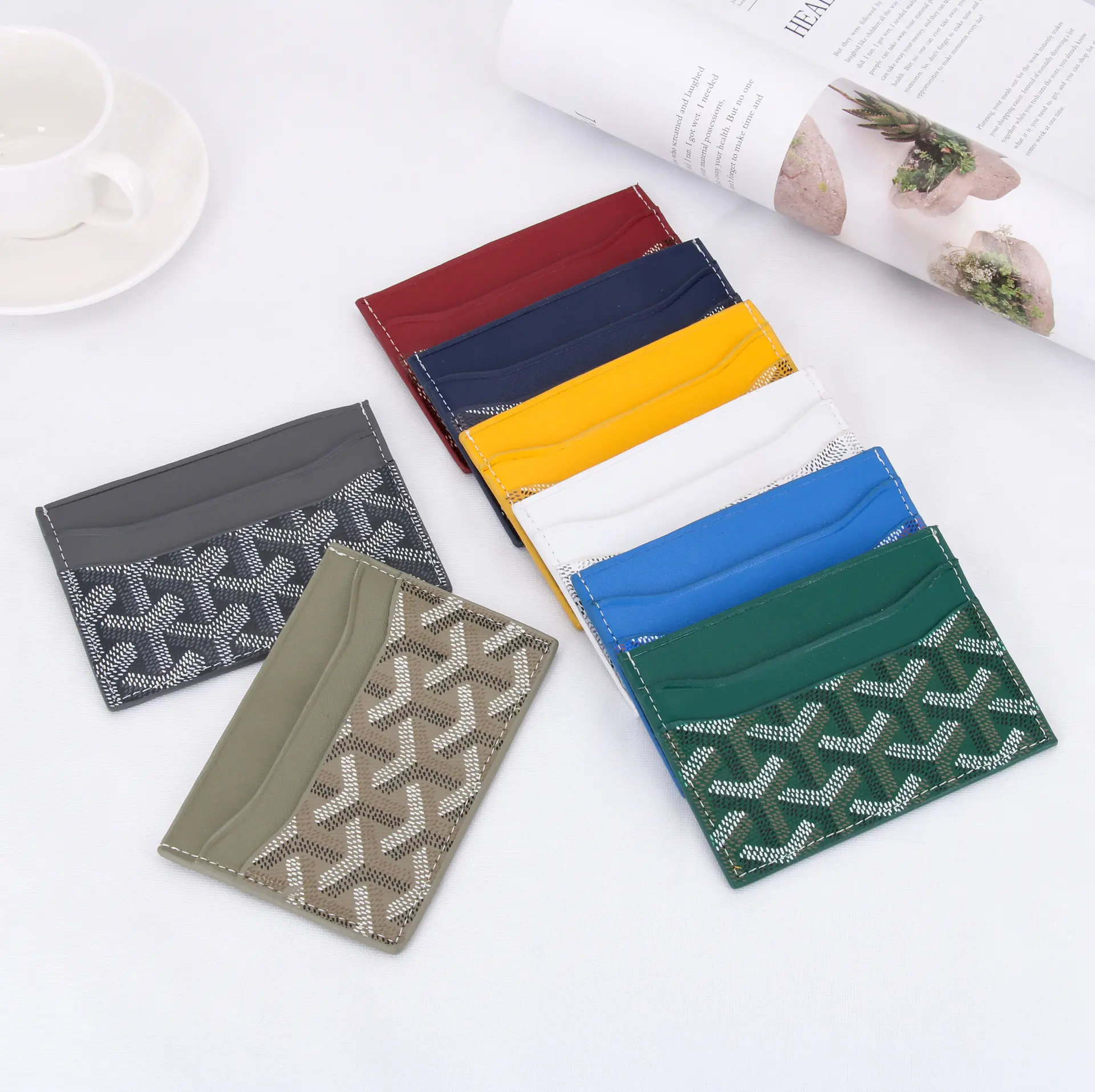 New Two Sides Insert Custom Embossed Logo Pu Leather Credit Name Card Id Business Bus Luxury Card Holder