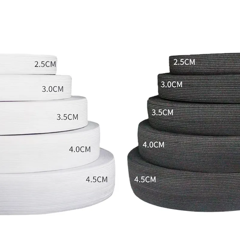 Fasce elastiche intrecciate all'uncinetto nastro in tessuto largo in Stock per tappetino da Yoga Jacquard piatto regolabile con sacchetto di plastica da 30mm 40mm 50mm