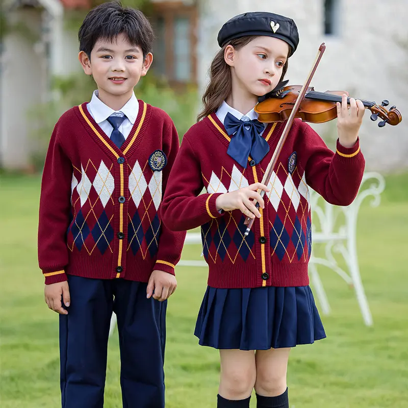 Jinteng alunos da escola primária outono inverno camisola classe conjuntos jardim de infância uniformes coro desempenho uniformes das crianças