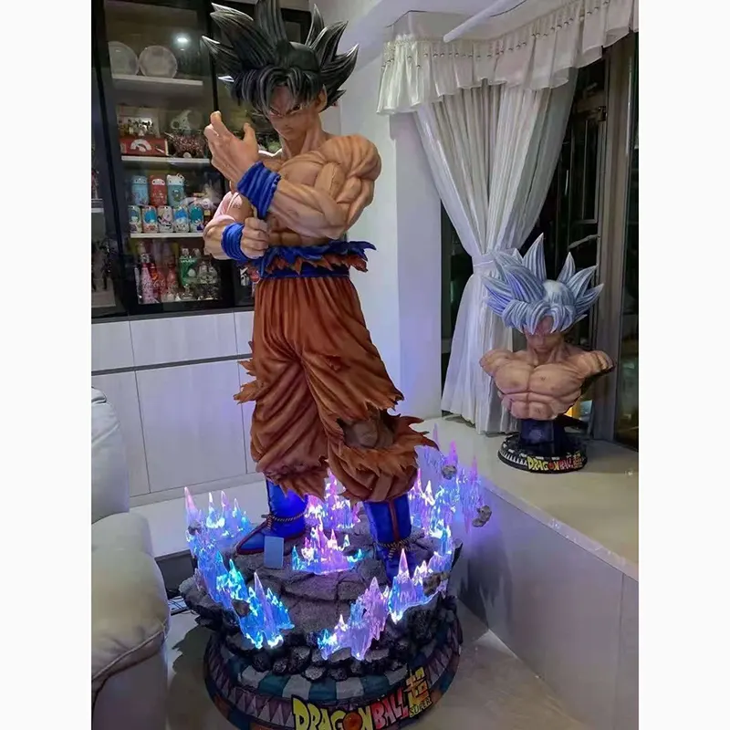 Estátua de resina de anime japonesa Goku de fibra de vidro para coleção de presente, estátua em tamanho real personalizada para dragão, presente em estoque, em grande promoção