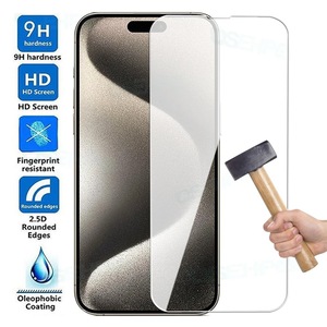 Temizle ekran 9h temperli cam koruyucu iphone 13 pro 14 12 artı, iphone 15 için temizle temperli cam - Product Image 2