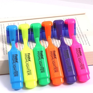 Foska Cincel Tip Marker Pen Personalizado 6 Colores Fluorescentes Surtidos Highlighter Pen Marker con Clip Cap