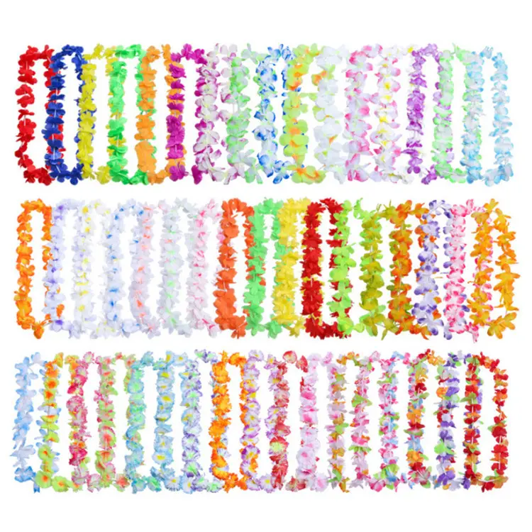 50 çok renkli hawaii Leis Set simüle ipek çiçekler kolye Luau Leis plaj parti dekor tropikal temalı parti için