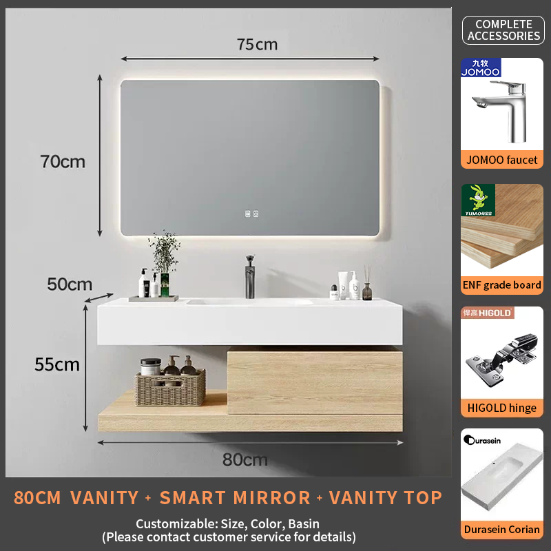 80Durasein Corian Integrated basin+smart mirror