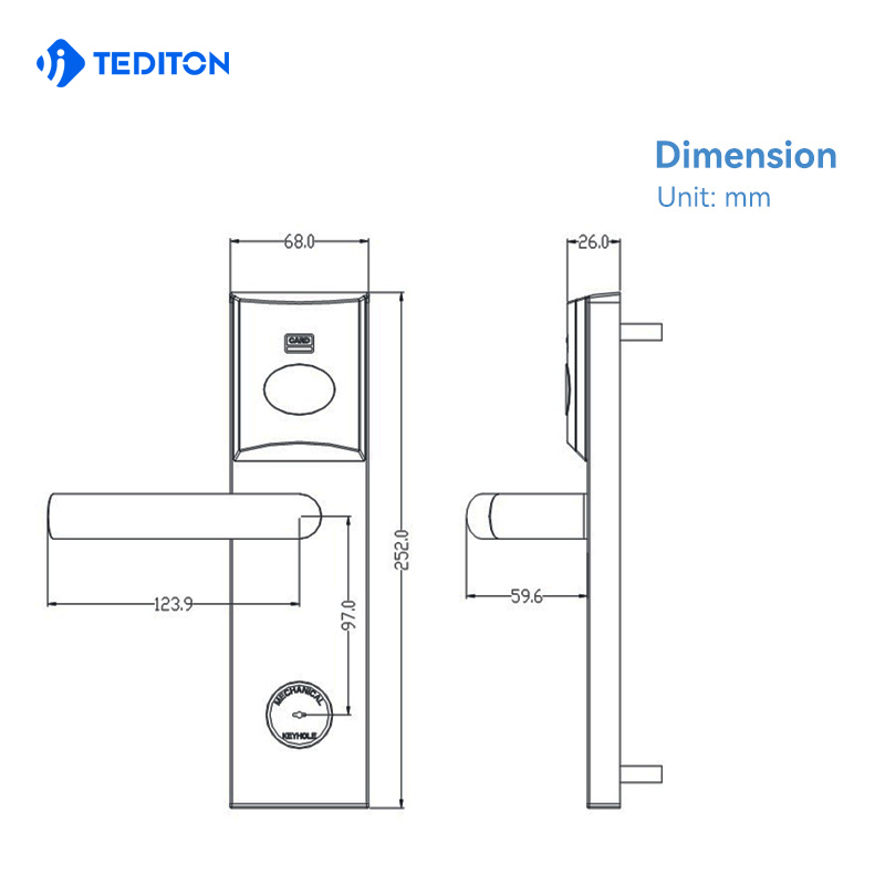 High Quality Card  Key Digital Steel handle Hotel   Management Software System Electronic Smart door lock