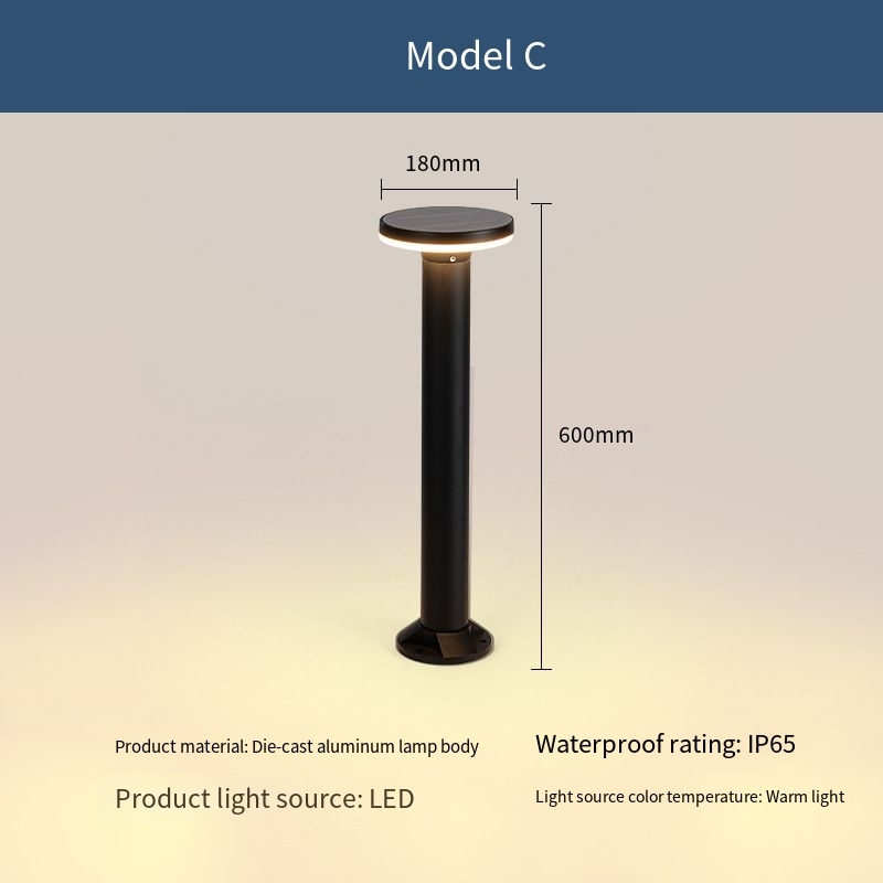 Lampe solaire de pelouse modèle C noire