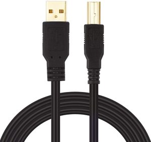 24k镀金黑色公对公480 Mbps USB a至B电缆聚氯乙烯护套2.0 USB打印机数据线高效打印 - Product Image 2