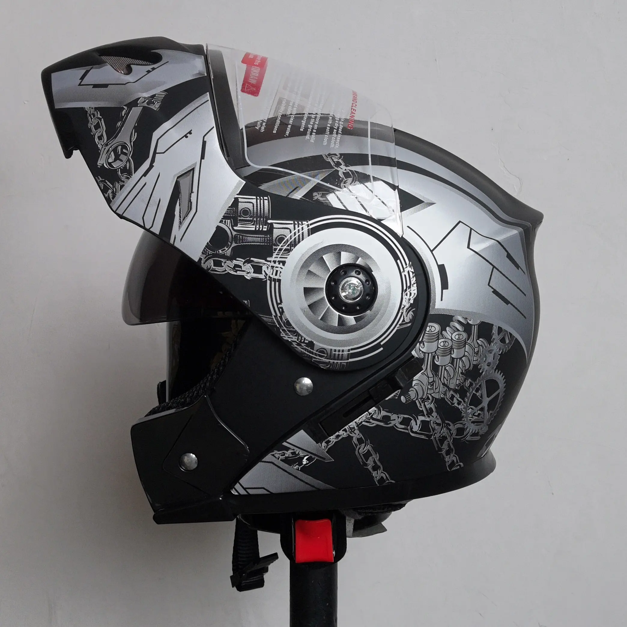 Dual Lens System Racing Capacete Flip Up dupla viseira motocicleta capacete com gráfico completo