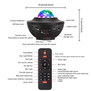 Mini yıldız projektör Galaxy projektör gece lambası yatak odası gökyüzü için müzik hoparlörü ve uzaktan kumanda ile LED bulutsusu bulut - Product Image 6