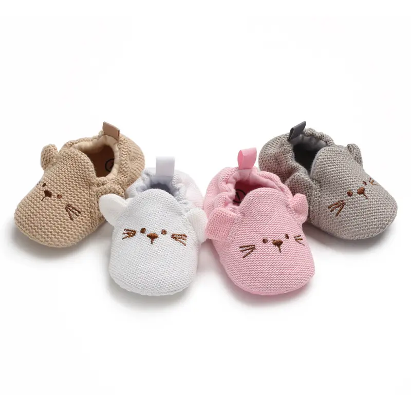 Cute cartoon animal soft sole infant anti-slip cartoon knitted baby crochet shoe
