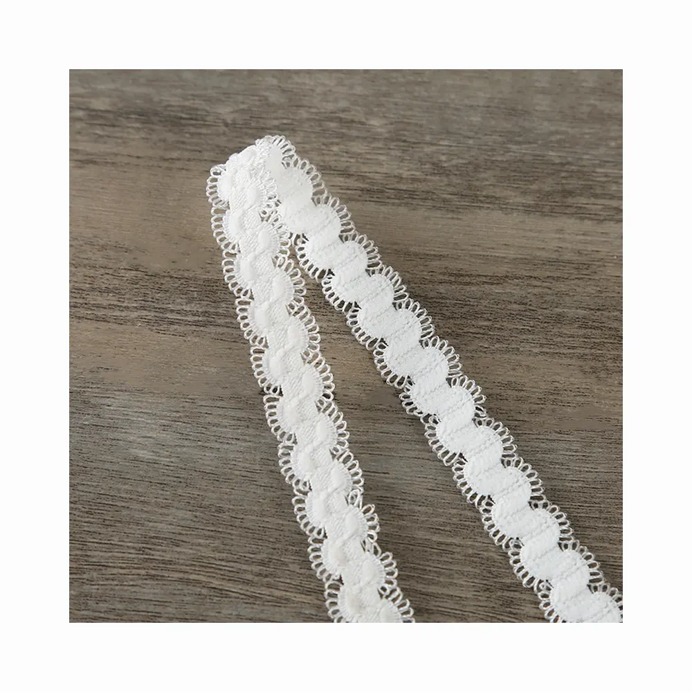 Ultimo 1cm di larghezza tessuto di pizzo bianco e nero di abbigliamento per cucire tessitura del merletto trim di lavoro a maglia del ricamo della biancheria intima elastico pizzo rifilatura