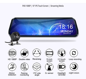 10 Inch Touch Screen Stream Media Car DVR Dash Cam Dual Lens <strong>Rear</strong> <strong>View</strong> Mirror Auto Dashcam Video Recorder Car HD Dash <strong>Camera</strong> - Product Image 2