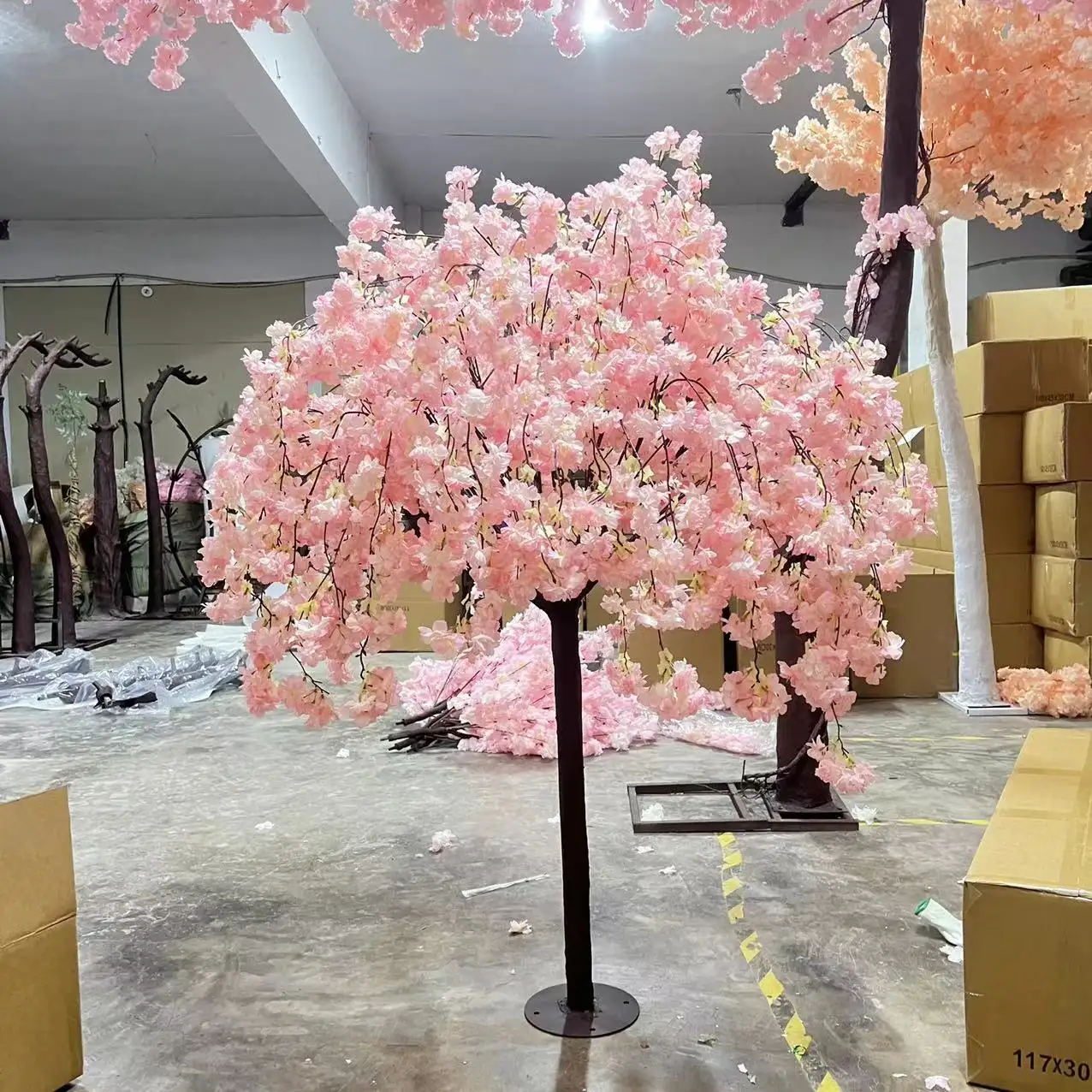 Rose blanc plantes artificielles arbres 180 cm sakura arbres à fleurs de cerisier artificiels