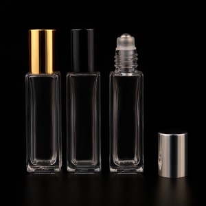 <strong>5ml</strong> 10ml Empty Square Clear Glass Roll on <strong>Bottle</strong> <strong>With</strong> Gold Black <strong>Cap</strong> Stainless Steel Roller for Essential Oil Perfume - Product Image 5