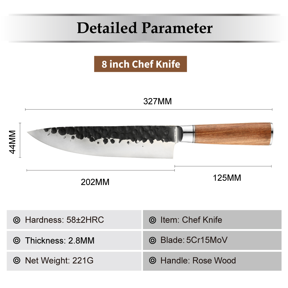 Coltello da chef da 8 pollici per affettare