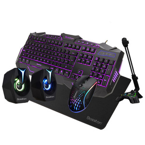 ゲーマー向けの本物のメカニカルタッチキーボードマウスマイクマウスパッドセットの5 in1ゲーミングコンボ - Product Image 1
