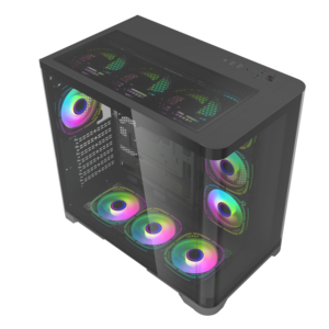Tam kule masaüstü dairesel ark panoramik temperli cam pc muhafaza cpu kabine atx soğutma oyun bilgisayarı vaka - Product Image 4