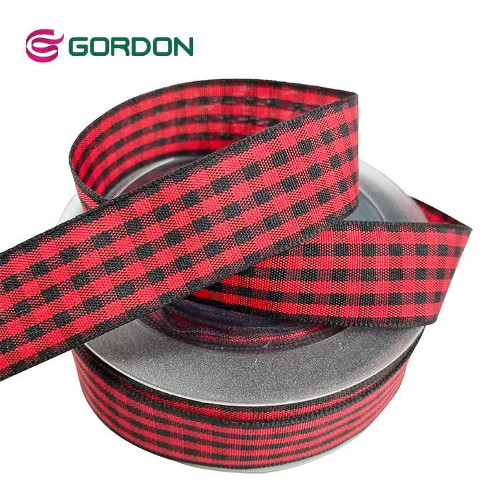 Gordon şeritleri İskoçya siyah ve kırmızı ekose şerit DIY el yapımı yay hediye sarma şerit konfeksiyon