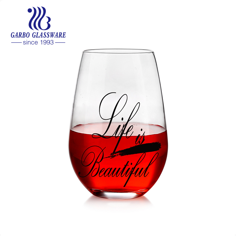 18oz Machine Blown Stemless Wine Glass Tumbler Color Spray Glass water Cups with OEM logo 3000PCS