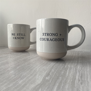 Strong+Courageous Stoneware Mug, Positive and Inspiring Text Customized Ceramic Coffee <strong>Cup</strong> - Product Image 3