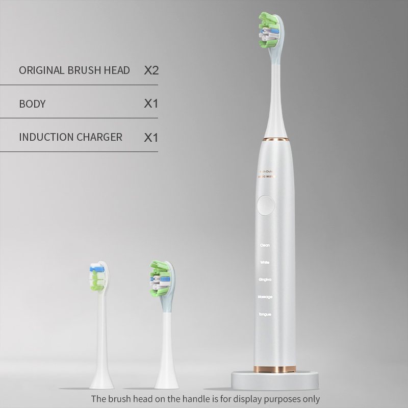 Corps blanc + deux têtes de brosse + chargeur sans fil