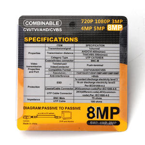 闭路电视配件1080P高清TVI CVI AHD <span class=keywords><strong>BNC</strong></span> 8mp无源<span class=keywords><strong>UTP</strong></span>双绞线高清摄像机视频巴伦
