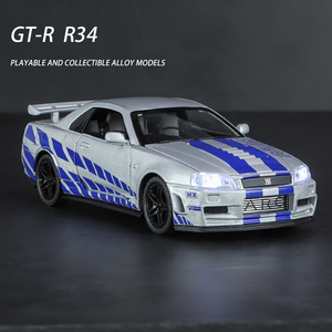 1/32 GT-R Car araba Model oyuncaklar Diecast alaşım geri çekme simülasyon araçlar için ses işık spor yarış Model araba çocuk hediye - Product Image 4