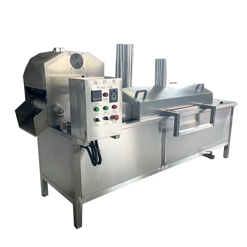 Yüksek kaliteli endüstriyel soğan manyok kızartma makinesi hızlı gıda için sürekli fritöz ticari sürekli kızartma makinesi