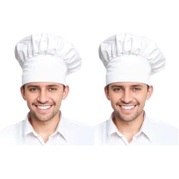 Lot de 2 toques de chef blanches pour hommes