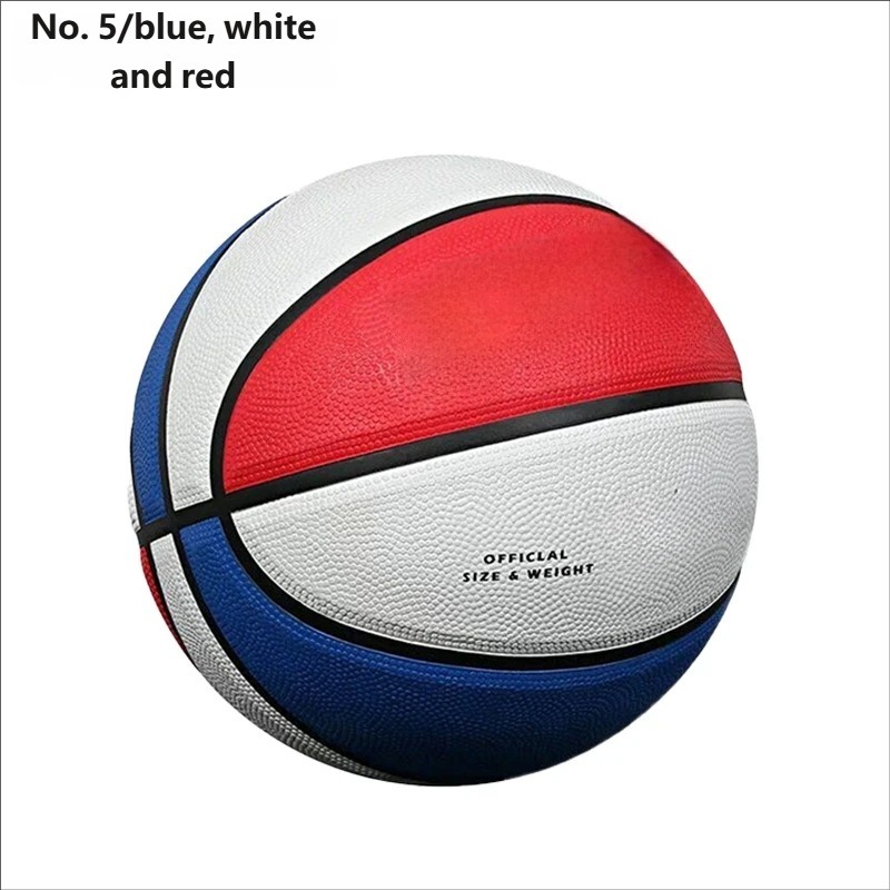 No 5 rubber blue white red basketball