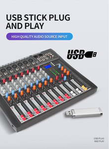 OEM Built-In DSP Reverb ผลดิจิตอล8ช่องผสมเสียงระดับมืออาชีพสำหรับเพลงดีเจคอนโซลเสียง - Product Image 3