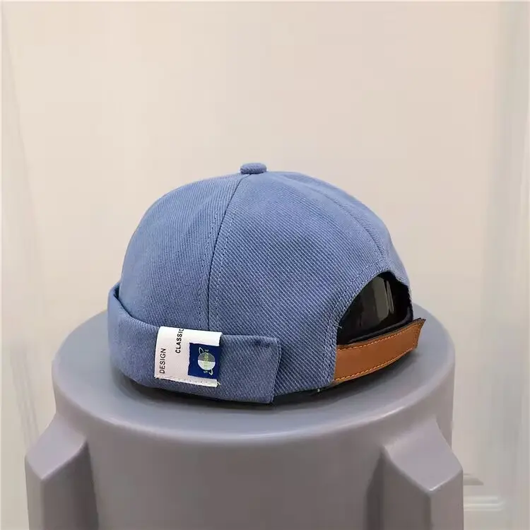 Berretti senza visiera cappello Docker regolabile in cotone retrò senza visiera berretto da marinaio