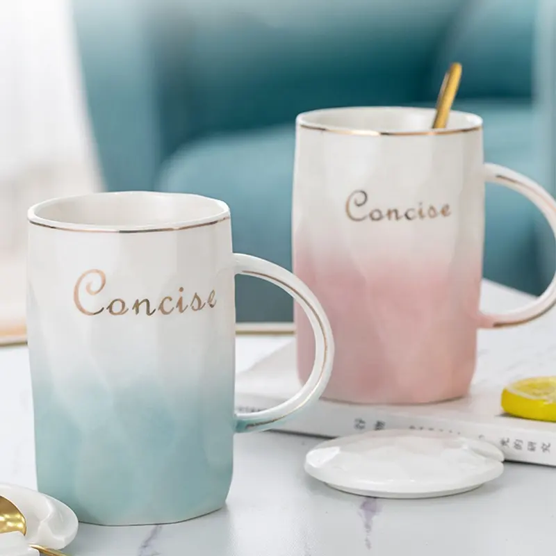 Conjunto de copo de cerâmica para o dia das mães, gradiente de cor, copo de água, presente de férias, leite, café, caneca com capa