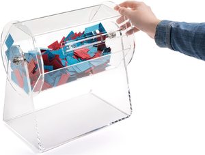 Fabrika özel masaüstü kilit ve anahtar ile şeffaf akrilik koleksiyon kutusu akrilik döner çekirdek davul akrilik çekiliş kutusu - Product Image 3