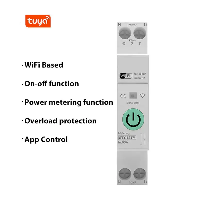 Interruptor de encendido/apagado controlado por la aplicación Tuya, disyuntor inteligente para uso en el hogar inteligente