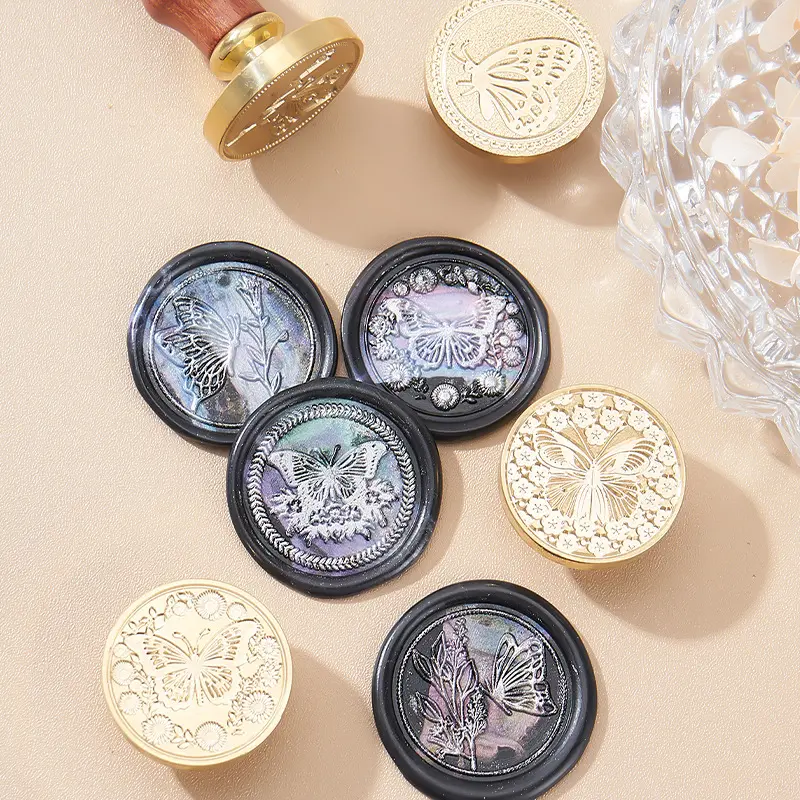 Original Butterfly Series Double Layer Wax Seal Stamp Brass Lacquer Stamp Wholesale