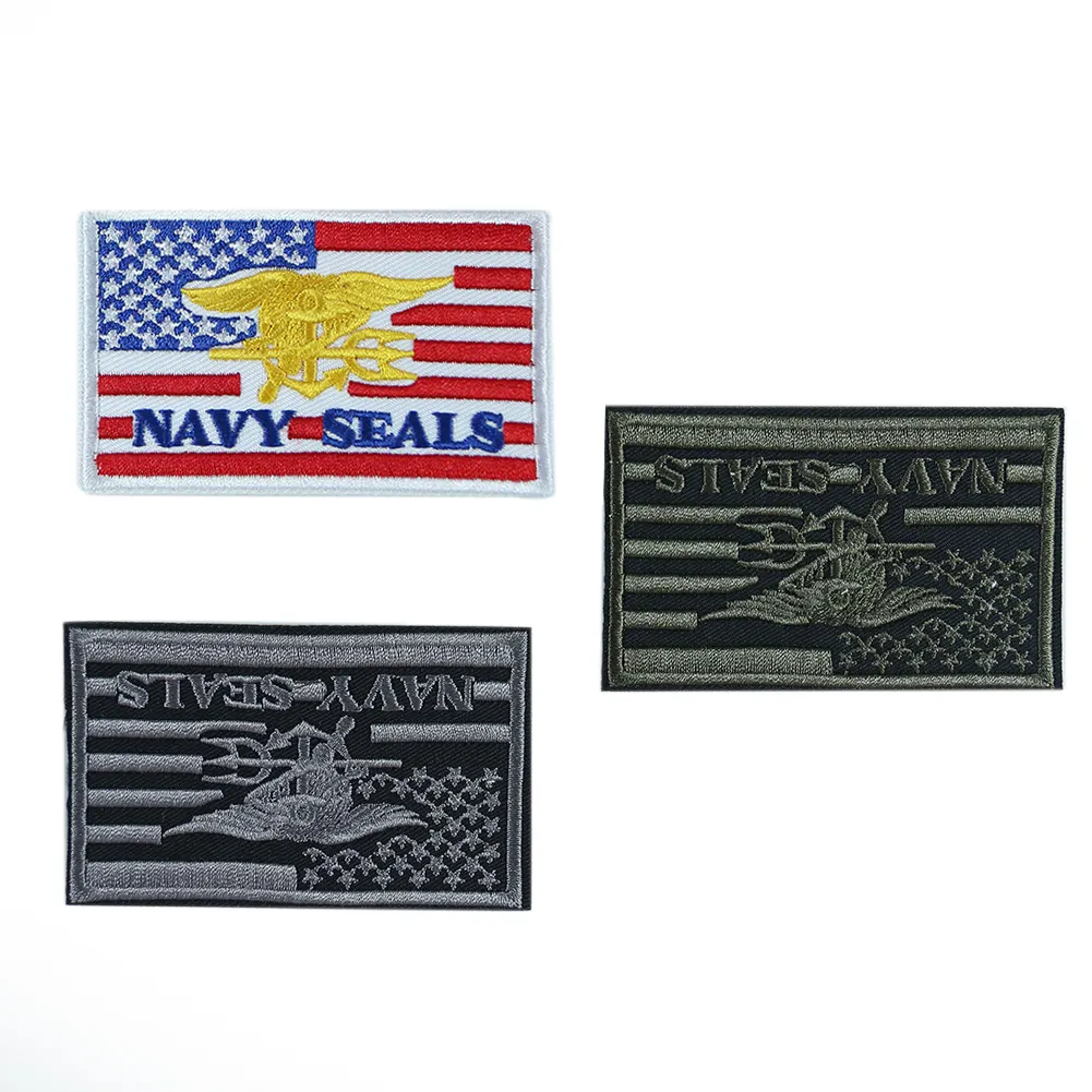 Sceau de la marine drapeau américain, pastilles tactique insigna, pour vêtements, en tissu à appliquer, broderie artisanale de chenille, fer sur le patch