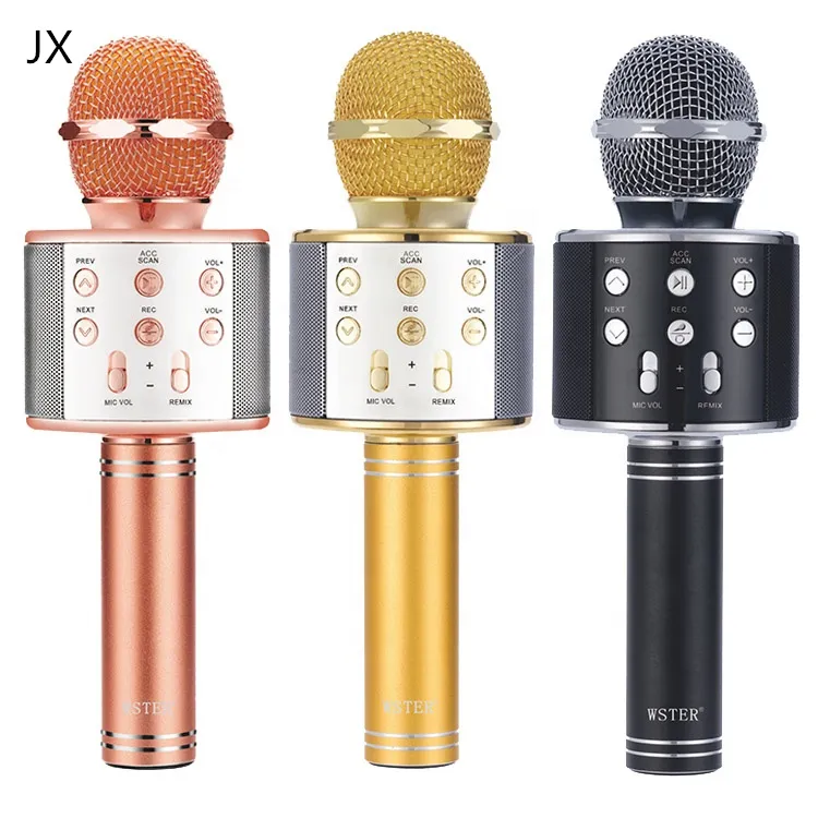 Factory wholesale price wireless microphone handheld microphones with speaker portable microphone kids WS858 gifts for children