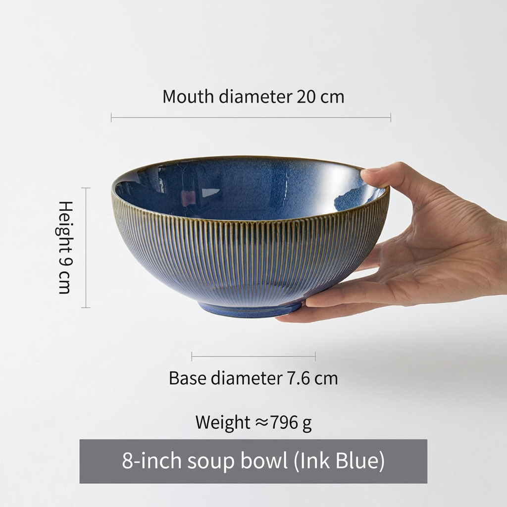 8 inches soup bowl hidden dark blue