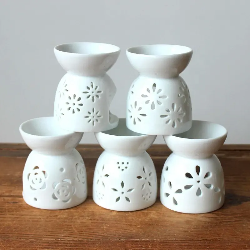 wholesale porcelain tea light marble essential oil ceramic burner nordic