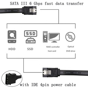 สายดาต้า2-in-1 2-1 LP4สายต่อ IDE 4ขาไปยัง SATA 15P สายชาร์จ SATA ตัวเมียพร้อมซีเรียล ATA III 7พินสำหรับ HDD SSD - Product Image 5