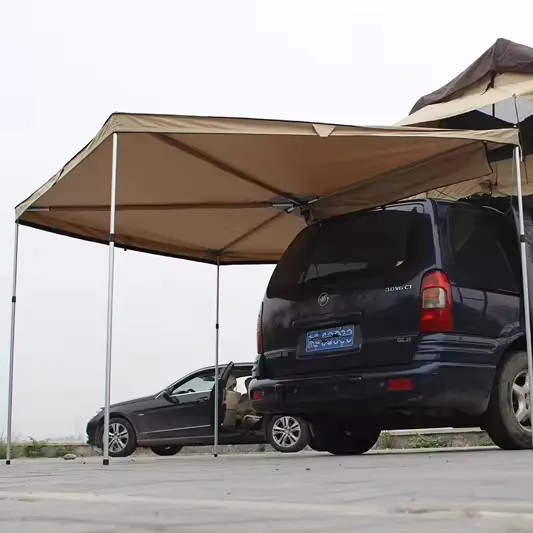 Cột nhôm 270 độ có thể hỗ trợ mái hiên phía xe hai cửa bông một lớp cắm trại ngoài trời 3-4 người
