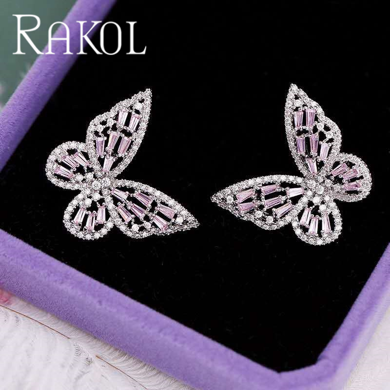 ต่างหูชุบเงินพร้อมหินสีชมพู