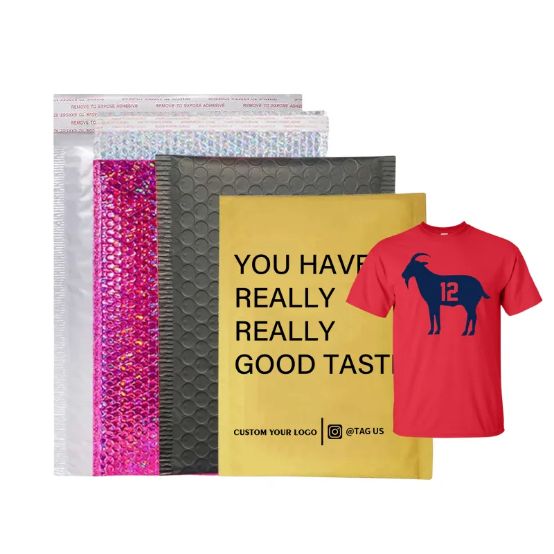 Envelopes acolchoados com logotipo personalizado, bolsa embalagem colorida eco-amigável, embalagens, joias, bolha, envelope acolchoado com logotipo